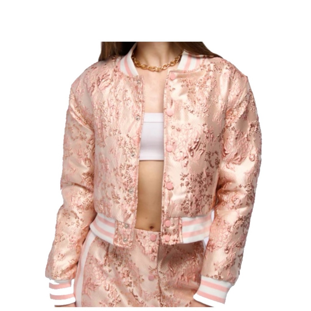 AKIRA Blush Pink Embroidered Bomber Jacket New Without Tags